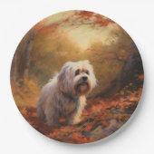 Tibetaanse Terriër in de herfst laat Herfst inspir Papieren Bordje (Voorkant)