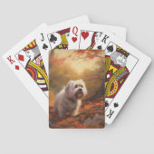 Tibetaanse Terriër in de herfst laat Herfst inspir Pokerkaarten (Achterkant)