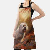 Tibetaanse Terriër in de herfst laat Herfst inspir Schort (Insitu)
