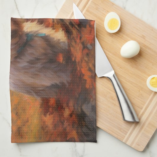 Tibetaanse Terriër in de herfst laat Herfst inspir Theedoek (Quarter Fold)