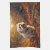 Tibetaanse Terriër in de herfst laat Herfst inspir Theedoek (Verticaal)