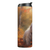 Tibetaanse Terriër in de herfst laat Herfst inspir Thermosbeker (Gedraaid links)