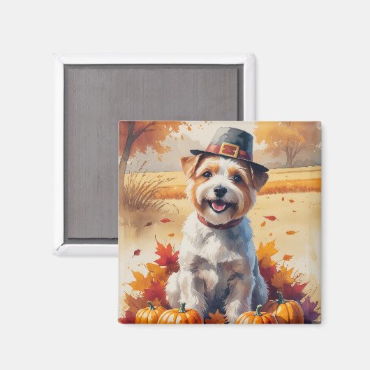 Tibetaanse Terriër in herfstbladeren dankdag kunst Magneet (Voorkant / Achterkant)
