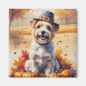 Tibetaanse Terriër in herfstbladeren dankdag kunst Magneet (Voorkant)