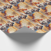 Tibetaanse Terriër in het najaar verlaat Thanksgiv Cadeaupapier (Hoek)