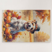 Tibetaanse Terriër in het najaar verlaat Thanksgiv Legpuzzel (Horizontaal)