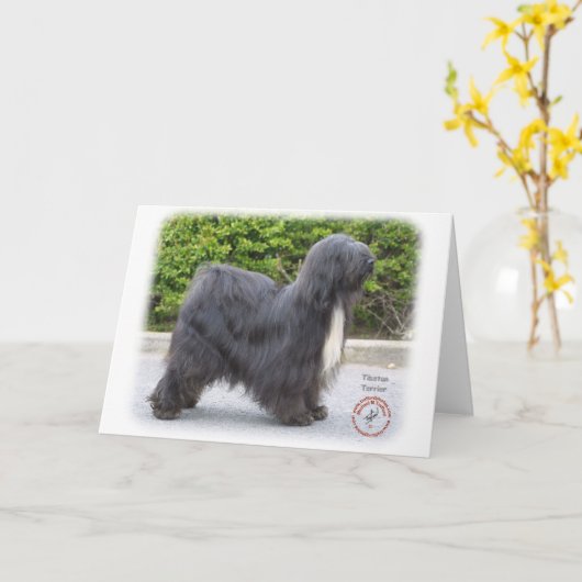 Tibetaanse Terrier Kaart (Gele Bloem)