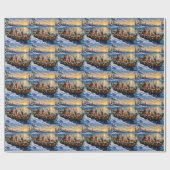 Tibetaanse Terrier Kerstboot Vakantie Cadeaupapier (Vlak)