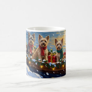 Tibetaanse Terrier Kerstboot Vakantie Koffiemok