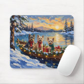 Tibetaanse Terrier Kerstboot Vakantie Muismat (Met muis)