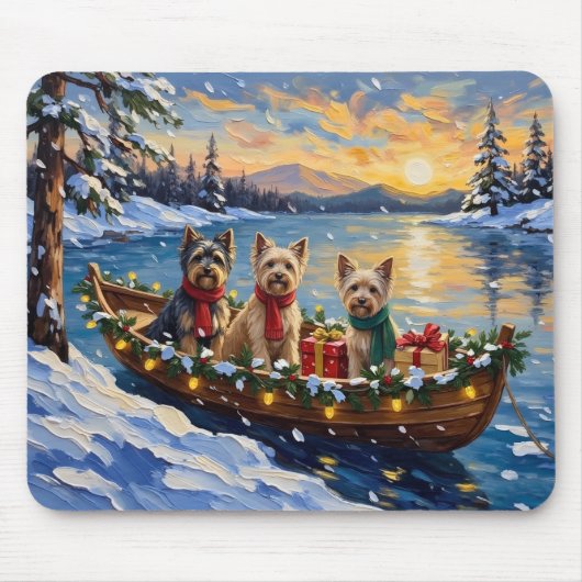 Tibetaanse Terrier Kerstboot Vakantie Muismat (Voorkant)