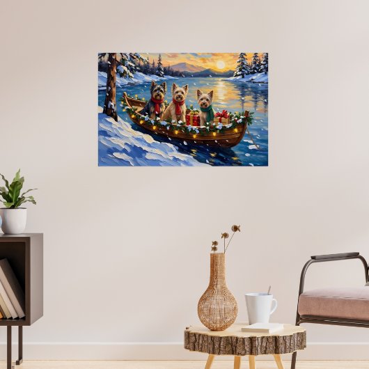 Tibetaanse Terrier Kerstboot Vakantie Poster (Woonkamer 3)