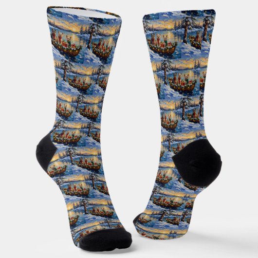 Tibetaanse Terrier Kerstboot Vakantie Sokken (Gebogen)
