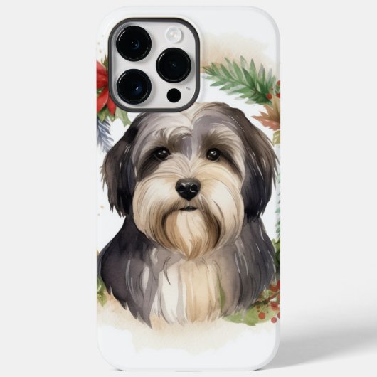 Tibetaanse Terriër Kerstkrans Feestelijke Pup Case-Mate iPhone Case (Achterkant)
