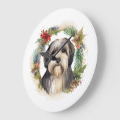 Tibetaanse Terriër Kerstkrans Feestelijke Pup Grote Klok (Hoek)