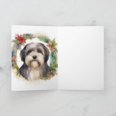 Tibetaanse Terriër Kerstkrans Feestelijke Pup Kaart (Binnen)