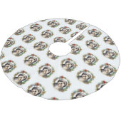 Tibetaanse Terriër Kerstkrans Feestelijke Pup Kerstboom Rok (Gekanteld)