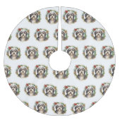 Tibetaanse Terriër Kerstkrans Feestelijke Pup Kerstboom Rok (Voorkant)