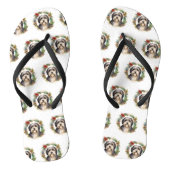 Tibetaanse Terriër Kerstkrans Feestelijke Pup Teenslippers (Voetbed)