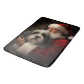 Tibetaanse Terrier Kerstman Festive Kerstmis Badmat (Gekanteld)