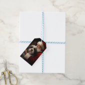 Tibetaanse Terriër Kerstman Festive Kerstmis Cadeaulabel (Met Touw)