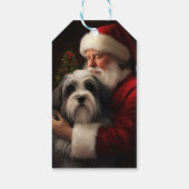 Tibetaanse Terriër Kerstman Festive Kerstmis Cadeaulabel (Achterkant)