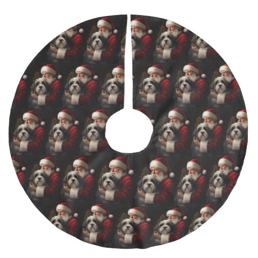 Tibetaanse Terrier Kerstman Festive Kerstmis Kerstboom Rok (Voorkant)