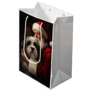 Tibetaanse Terrier Kerstman Festive Kerstmis Medium Cadeauzakje