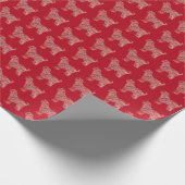 Tibetaanse Terriër Kerstmis Hond Silhouet Rood Cadeaupapier (Hoek)