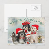 Tibetaanse Terriër Kerstmis met vrienden Feestdagenkaart (Voorkant / Achterkant)