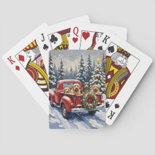 Tibetaanse Terrier Kerstmis Rode Truck Vakantie Pokerkaarten
