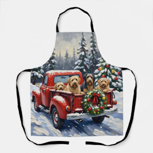 Tibetaanse Terrier Kerstmis Rode Truck Vakantie Schort