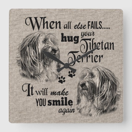 Tibetaanse Terrier-kunst als alles mislukt, citeer Vierkante Klok (Voorkant)
