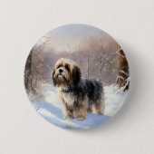 Tibetaanse Terriër Laat het Sneeuwen Kerstmis Ronde Button 5,7 Cm (Voorkant)