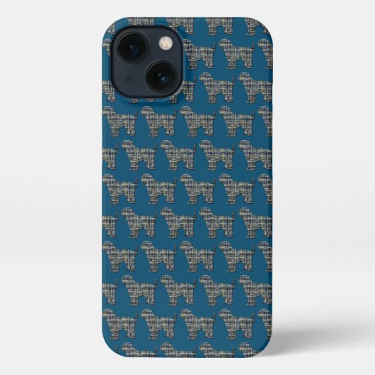 Tibetaanse Terrier Leuke TT Hond Silhouet Raster B iPhone Hoesje (Achterkant)