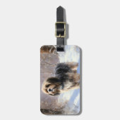 Tibetaanse terriër liet het sneeuwen Kerstmis Bagagelabel (Voorkant verticaal)