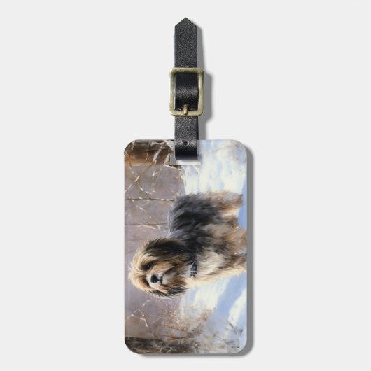 Tibetaanse terriër liet het sneeuwen Kerstmis Bagagelabel (Voorkant verticaal)