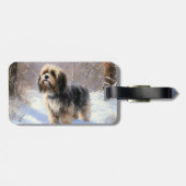 Tibetaanse terriër liet het sneeuwen Kerstmis Bagagelabel (Achterkant horizontaal)