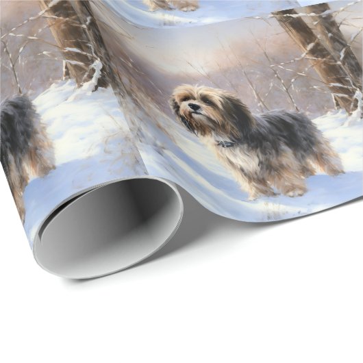 Tibetaanse terriër liet het sneeuwen Kerstmis Cadeaupapier (Rol Hoek)