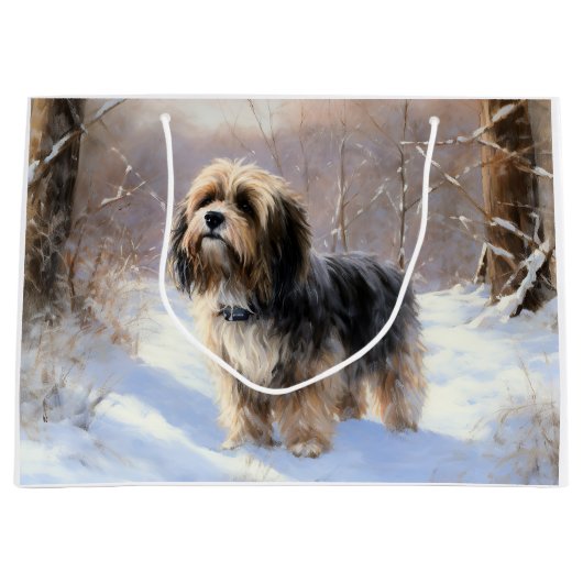 Tibetaanse terriër liet het sneeuwen Kerstmis Groot Cadeauzakje (Voorkant)