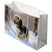Tibetaanse terriër liet het sneeuwen Kerstmis Groot Cadeauzakje (Achterkant Gekanteld)