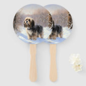 Tibetaanse terriër liet het sneeuwen Kerstmis Handwaaier (Voorkant en achterkant)