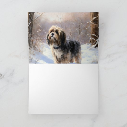 Tibetaanse terriër liet het sneeuwen Kerstmis Kaart (Binnen)