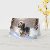 Tibetaanse terriër liet het sneeuwen Kerstmis Kaart (Gele Bloem)
