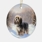 Tibetaanse terriër liet het sneeuwen Kerstmis Keramisch Ornament (Links)