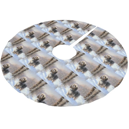 Tibetaanse terriër liet het sneeuwen Kerstmis Kerstboom Rok (Gekanteld)