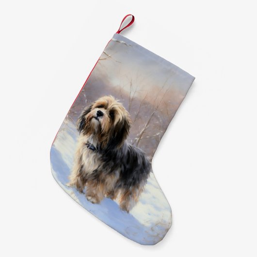 Tibetaanse terriër liet het sneeuwen Kerstmis Kleine Kerstsok (Voorkant (Hangend))