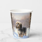 Tibetaanse terriër liet het sneeuwen Kerstmis Papieren Bekers (Achterkant)