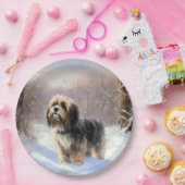 Tibetaanse terriër liet het sneeuwen Kerstmis Papieren Bordje (Feest)