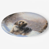 Tibetaanse terriër liet het sneeuwen Kerstmis Papieren Bordje (Gekanteld)